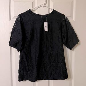 Ann Taylor Navy Lace Blouse NWT